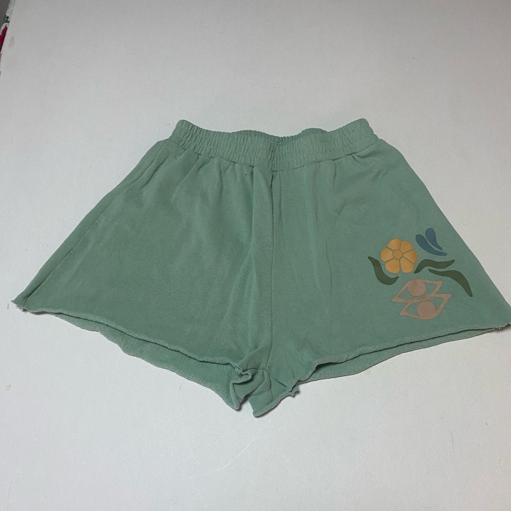 Floral Embroidered Green Women Shorts